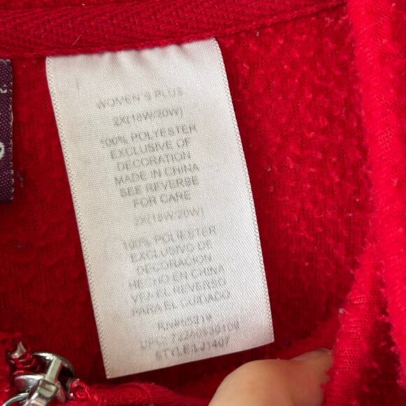 Wonderful World Disney Sweater Women 2X Grumpy Hoodie Red Full Zip Embroidered - Picture 7 of 9